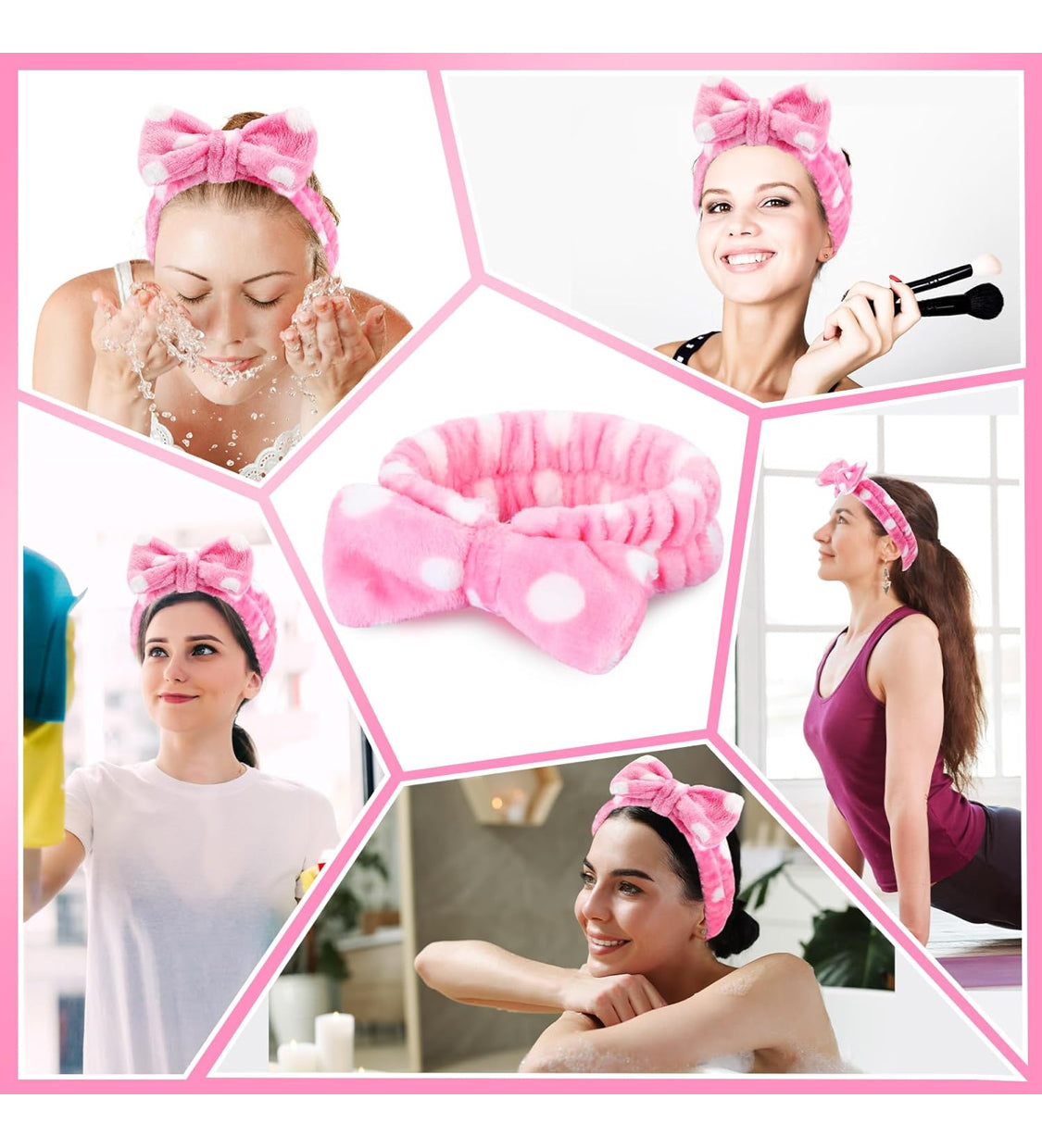 Soft Elastic Microfiber Headband with Removable Bow for Washing Face or Applying Makeup an Elastic Bowknot Headband