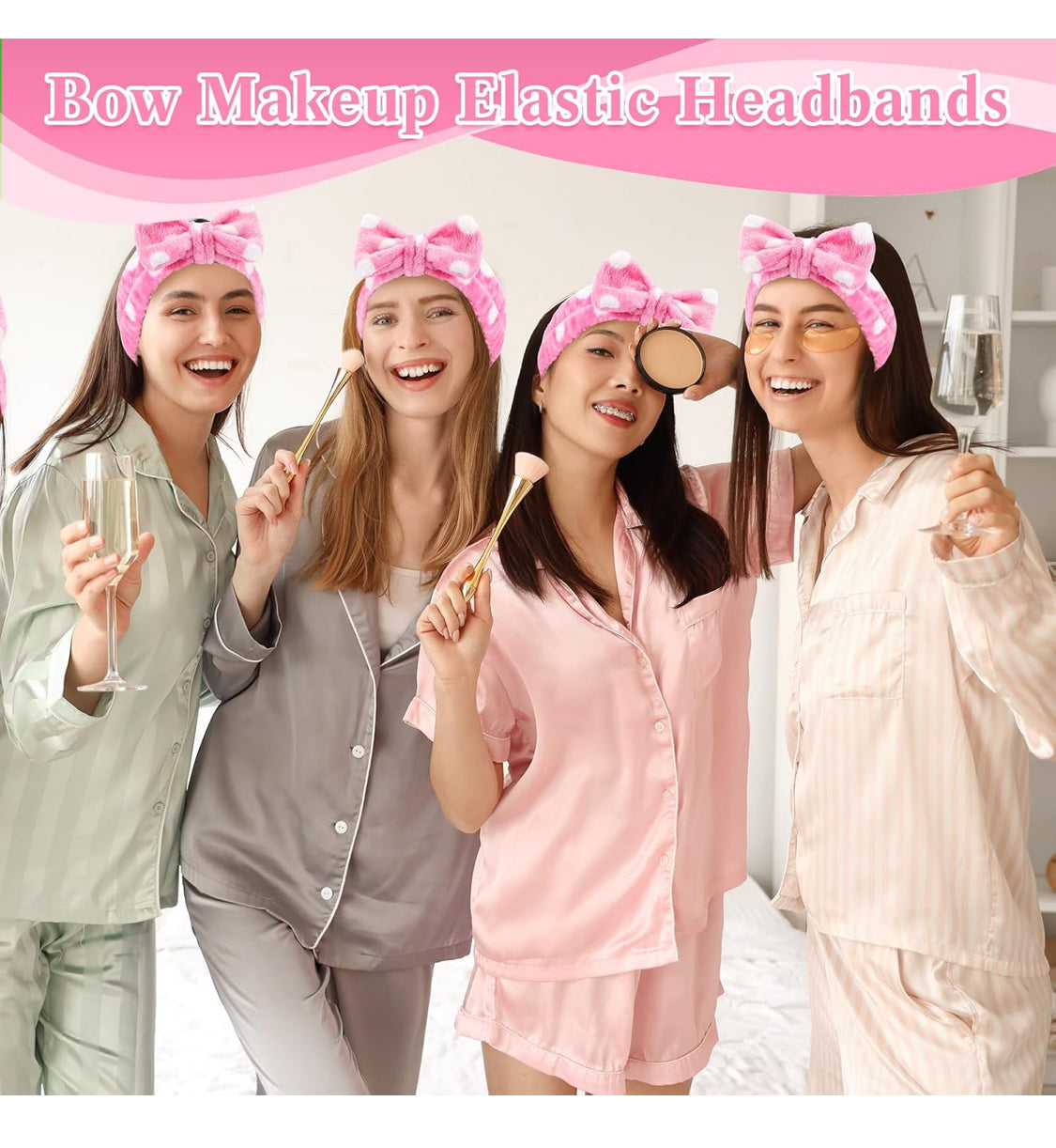 Soft Elastic Microfiber Headband with Removable Bow for Washing Face or Applying Makeup an Elastic Bowknot Headband
