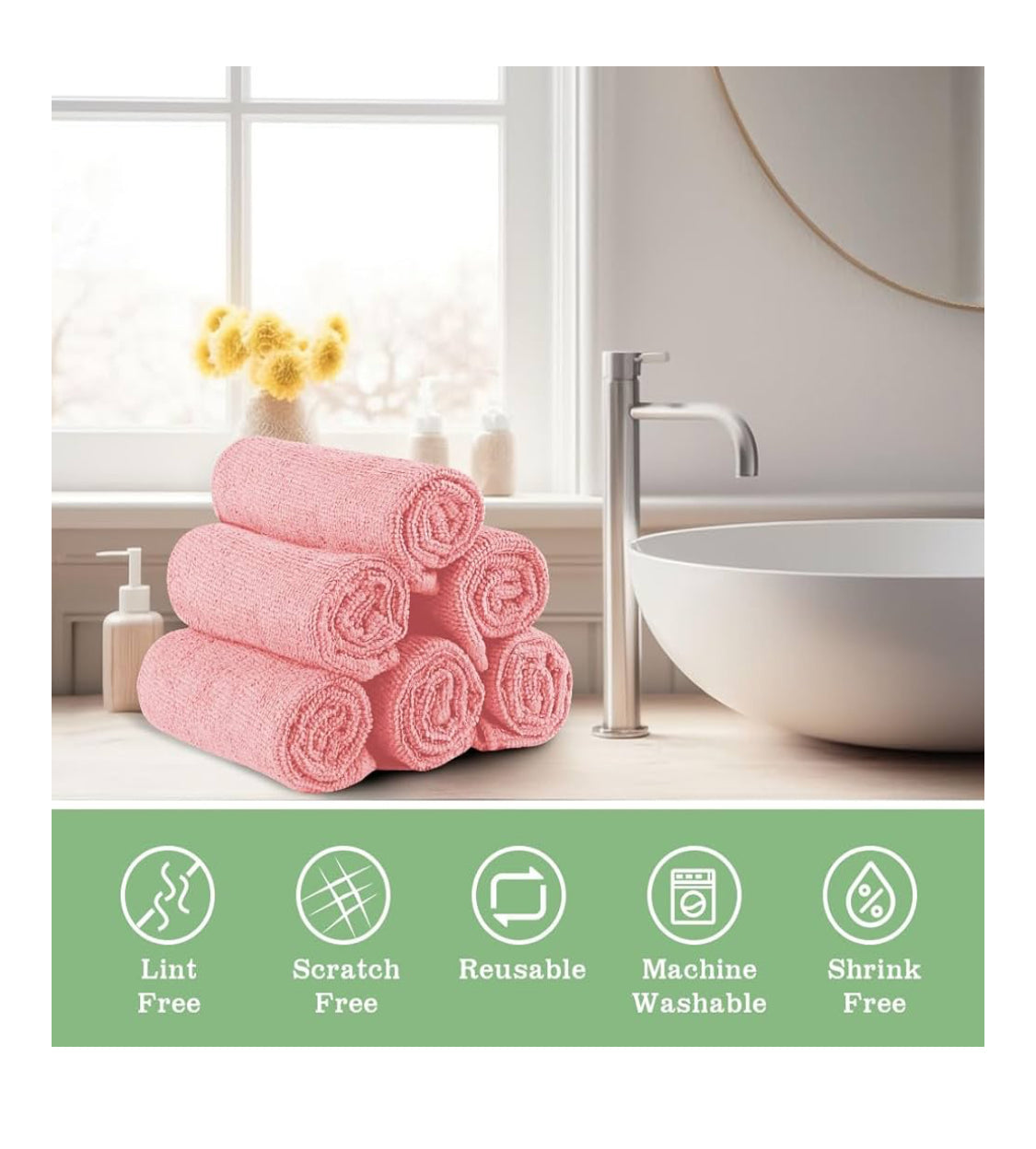 3 Pieces in a Bundle Face Towel (12" x 12"), Highly Soft Wash Cloth or as a Hand Towel , Fast Drying Multi-Purpose Microfiber Cleansing Cloth
