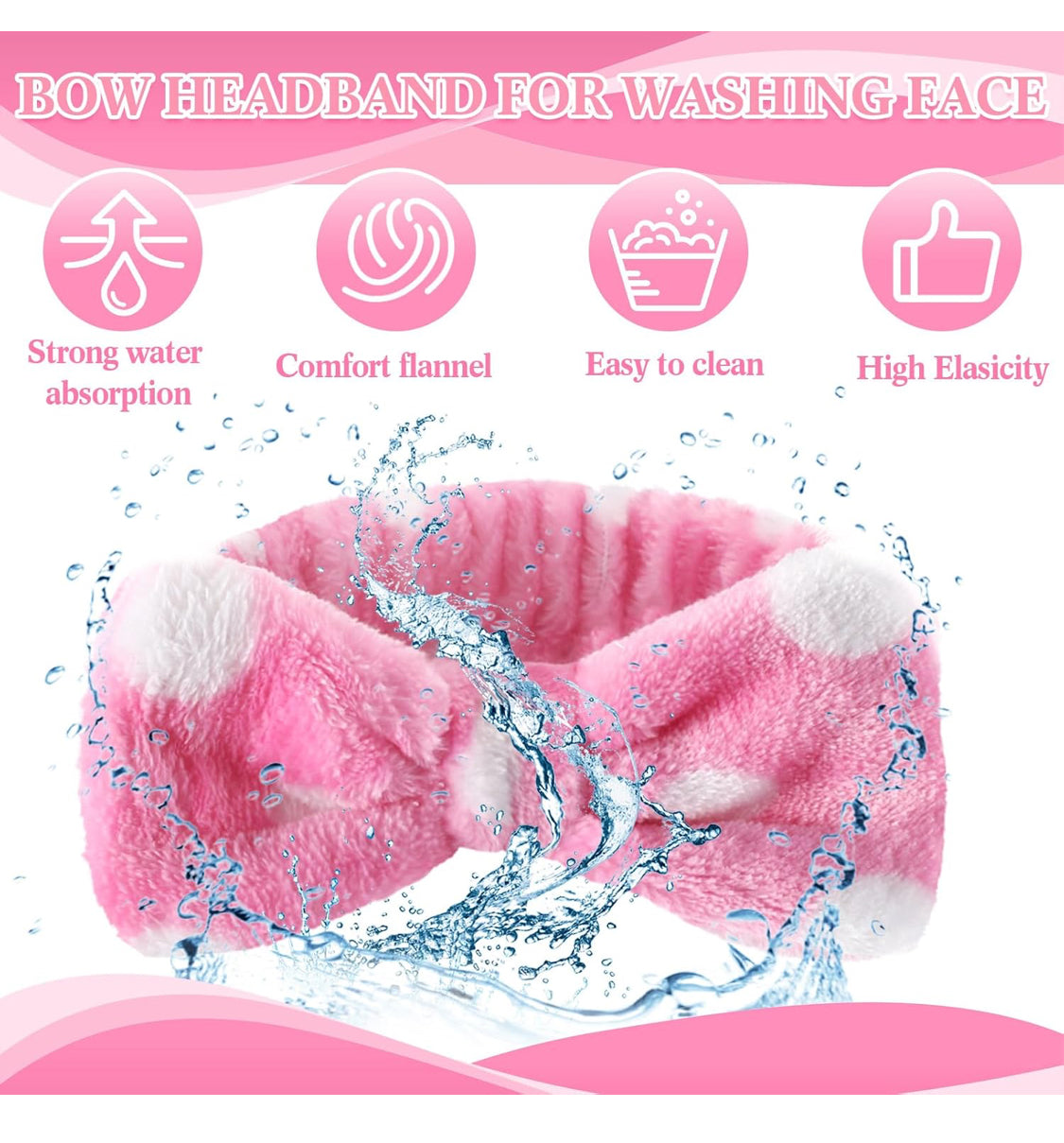 Soft Elastic Microfiber Headband with Removable Bow for Washing Face or Applying Makeup an Elastic Bowknot Headband