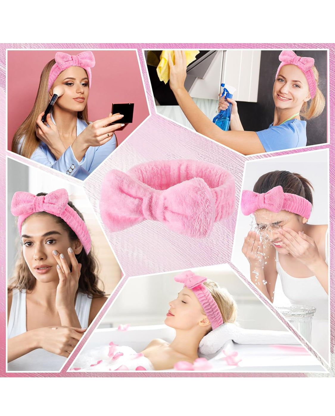 Soft Elastic Microfiber Headband with Removable Bow for Washing Face or Applying Makeup an Elastic Bowknot Headband